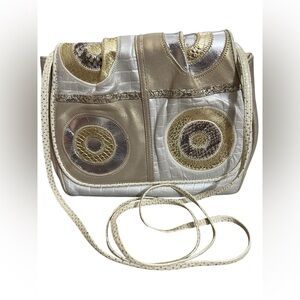 Vintage Sharif Leather Patchwork 90’s Metallic Bag
